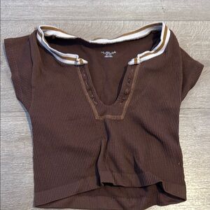 Urban Outfitters Brown Polo Crop Top